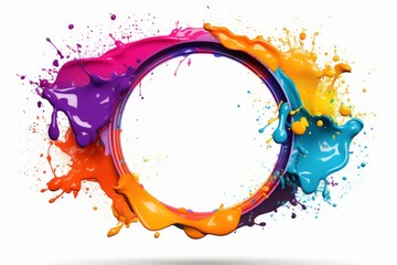 Poster - Vivid colors creating a dynamic and vibrant circular frame with copy space