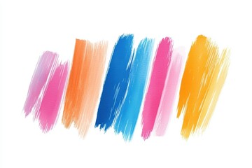 Poster - Vibrant Abstract Art with Coral and Bold Hues in Brush Stroke Technique