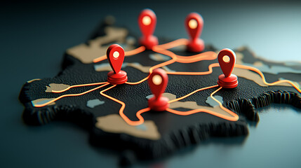 Poster - Mapping strategies optimizing routes in europe digital illustration urban environment aerial view geographic analysis