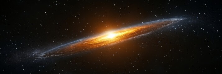 Poster - Stunning cosmic landscape showcasing a bright spiral galaxy with a luminous core, surrounded by countless stars in the dark expanse of space, creating a mesmerizing celestial scene