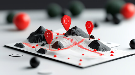 Poster - Exploring geographical mapping techniques creative studio digital art modern environment aerial view innovative concepts for enhanced navigation
