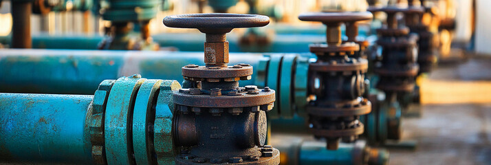 Aufkleber - Industrial valves and pipes in a processing facility