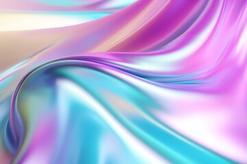 Fototapete - Smooth elegant satin holographic iridescent abstract flowing fabric background