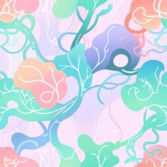 Wall Mural - pastel dreamscape: abstract floral fantasy
