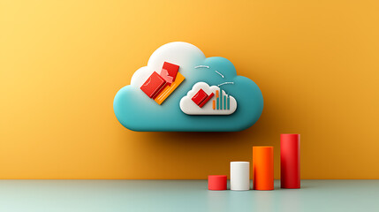 Aufkleber - analyzing cloud storage trends with visual data representation modern workspace infographic design m