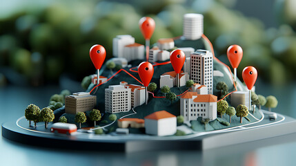 Poster - Exploring urban navigation techniques city landscape 3d model visualization digital environment aerial perspective innovative mapping concepts
