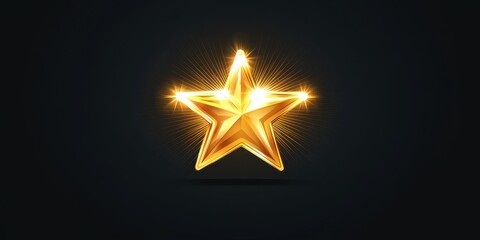 Poster - Golden star with a glowing effect against a dark background.