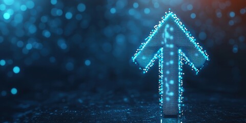 Poster - a glowing blue arrow points upward against a dark, textured background.