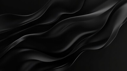 Poster - Abstract Black Fabric Waves: Dark Elegant Texture Background