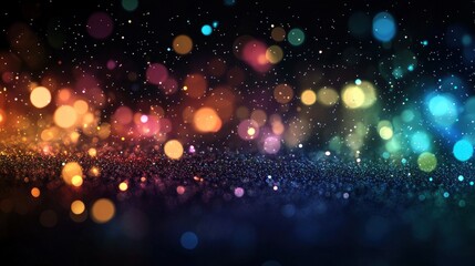 Poster - bokeh background with multicolor lights and sparkles creating a dreamy atmosphere ideal for various 