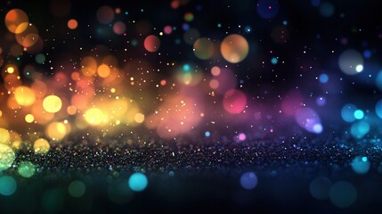 Poster - multicolor bokeh in rainy atmosphere with shine and sparkle, creating a dreamy and abstract backgrou