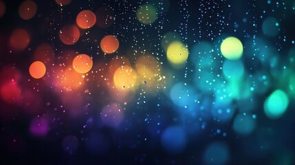 Poster - vibrant multicolor bokeh background with raindrop patterns for creative projects and design uses