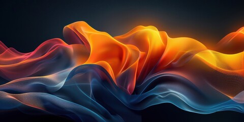 Wall Mural - Abstract Colorful Waves Flowing in Dark Background