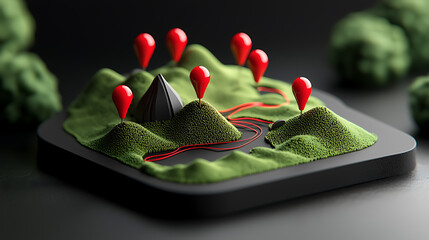 Poster - Exploring a 3d terrain model with location markers digital environment conceptual design virtual viewpoint for enhanced spatial awareness