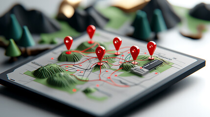 Poster - Exploring geolocation strategies urban development digital map visualization interactive environment aerial perspective modern mapping concepts