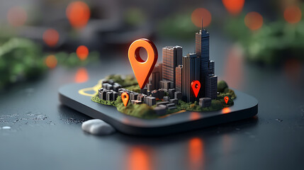 Poster - Exploring urban navigation techniques 3d map visualization in modern cities digital art futuristic environment aerial view technology concept