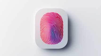 Poster - A vibrant digital fingerprint design with a gradient of pink and purple hues. The circular shape and unique lines create a modern look, symbolizing security and identity.