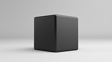 Poster - A single black cube sits on a white background