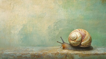 Poster - A close-up of a snail on a textured background, showcasing nature's beauty and detail.