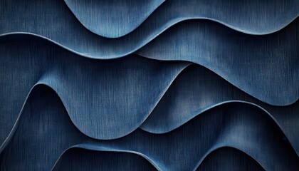 Poster - Abstract Dark Blue Waves Background Texture