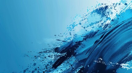 Poster - An energetic blue abstract composition with bold strokes and splashes. stock photo --ar 16:9 --style raw --v 6 Job ID: 16def48d-aa6f-4077-90bd-8aaad2c612d0