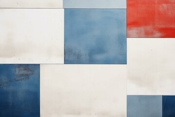 Poster - Abstract background showing a modern wall covering made of rectangular tiles in different shades of blue, red and white