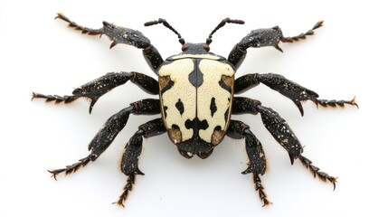 Poster - A close-up view of a unique beetle with a striking black and white pattern.