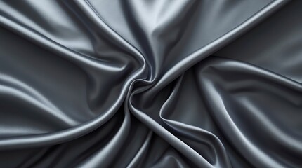 Poster - Silk satin texture background in dark gray tones with soft folds and elegant draping for luxurious design applications.