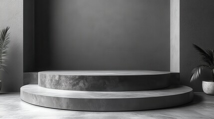 Poster - empty silver metal podium product stage for product demonstration