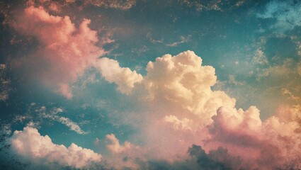 Poster - Colorful cloud and sky gradient background with artistic grunge texture for creative design and natural beauty concepts