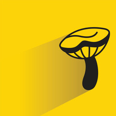 Canvas Print - mushroom icon with drop shadow on yellow background