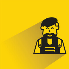 Poster - beard man avatar with shadow on yellow background