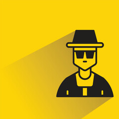 Poster - man avatar with shadow on yellow background