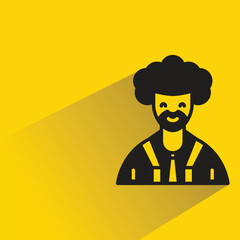 Poster - beard man avatar with shadow on yellow background