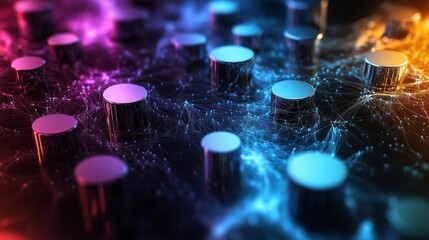 Poster - Dive into a vibrant digital backdrop that is perfect for illustrating complex tech processes, advanced neural networks, and captivating artificial intelligence themes in a visually appealing manner