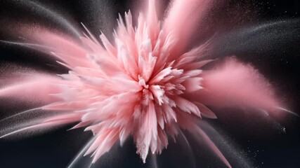 Poster - A vibrant explosion of pink powder fills the air, creating an eye-catching and dynamic cloud against a dark background