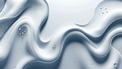 Poster - Soft white waves and droplets evoke calmness in a modern decorative arrangement, emphasizing simplicity and tranquility