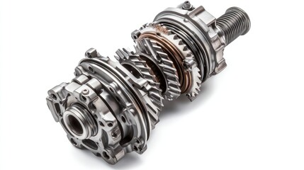 Fototapete - A detailed mechanical component showcasing gears and shafts for machinery operation.