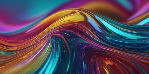 Poster - colorful swirling patterns create a vibrant abstract display of flowing light across a glossy surfac
