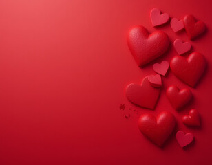 Sticker - red hearts background