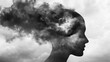 © MakoPoko - Foggy Mind - Silhouette of Human Head with Clouded Brain Symbolizing Mental Clarity Challenges