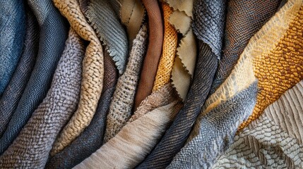 Poster - A collection of fabric samples arranged in a gradient, highlighting their diverse textures and weaves.