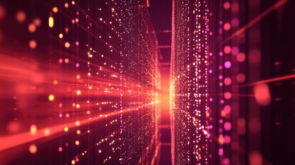 Poster - A futuristic abstract background featuring glowing dots and lines forming a digital network