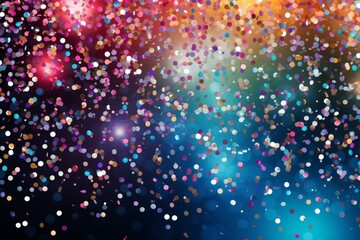 Poster - Multicolored confetti scattered across a bright, festive backdrop