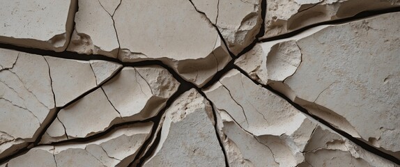 Poster - detailed close-up of cracked wall surface highlighting structural damage and texture