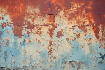 Poster - Vibrant Textured Surface with Rich Colors of Rust and Peeling Paint in Bright Contrast for Artistic Backgrounds and Design