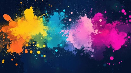 Fototapete - A surreal blend of neon and pastel paint splatters, vibrant abstract background