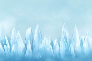 Poster - Abstract Glowing Ice Crystals Layers Under Soft Blue Light Reflecting