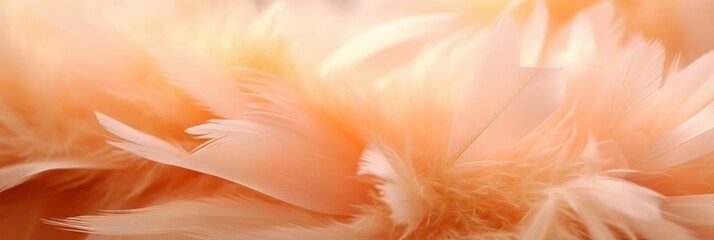 Poster - close-up of soft peach colored feathers highlighting delicate textures and natural beauty in a gentl