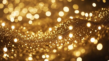 Poster - gold glitter festive background with sparkling bokeh lights ideal for christmas and holiday-themed d